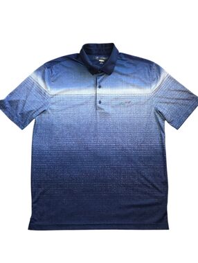 Greg Norman Large Blue Ombre Performance Golf Polo Shirt